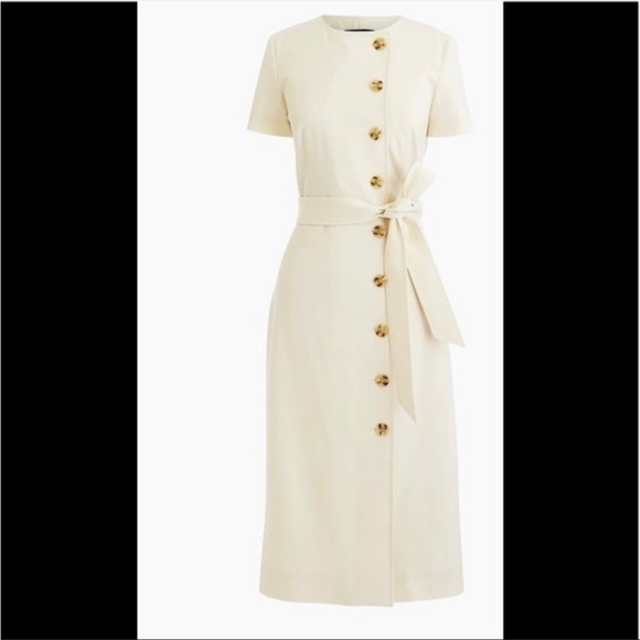 J.Crew Short-sleeve Italian Trench Dress Khaki Beige Tan Sz 2 NWT - Picture 3 of 5